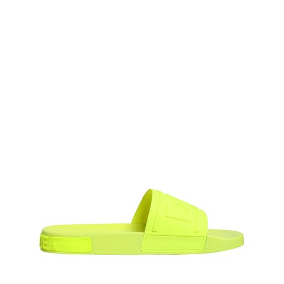 Dolce & Gabbana Green Rubber Slides Sandals Beachwear Men\'s Shoes
